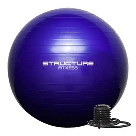 Structure Fitness 65CM Gym Ball Exercise Yoga Swiss Core Fitness - Ideal for core strength training, stretching, toning, resistance Pilates Workout- Hand-pump included. (PURPLE)
