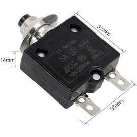 Namvo 125-250V AC 50V DC Push Button Circuit Breaker 5A Thermal Overload Protection L1 Series Manual Reset Thermal Circuit Breaker 5A