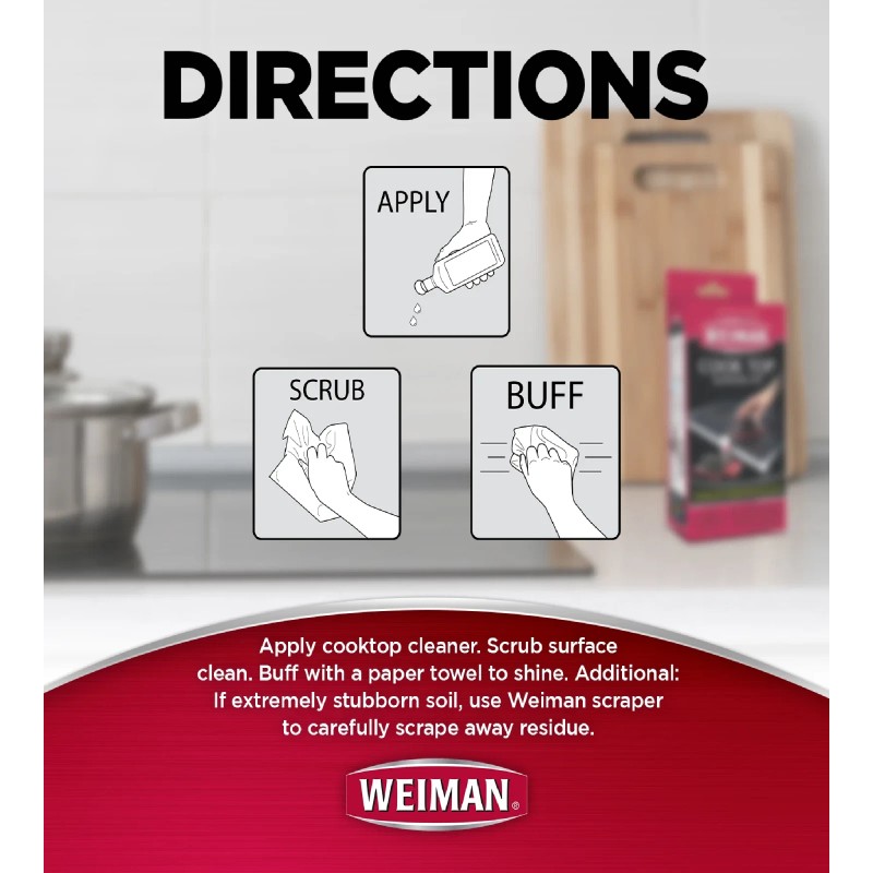 Weiman Glass Stove Top Complete Cleaning Kit Cleaner Scrubber &