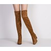 Vepose Women's Over The Knee High Boots Camel Suede Thigh