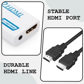 YSFSootie Wii To HDMI Adapter,Wii To HDMI Converter Supports 1080P/720P With 3ft HDMI Cable 3.5mm Audio HD Video,Output Jack Compatible for All Wii Display Modes(White)
