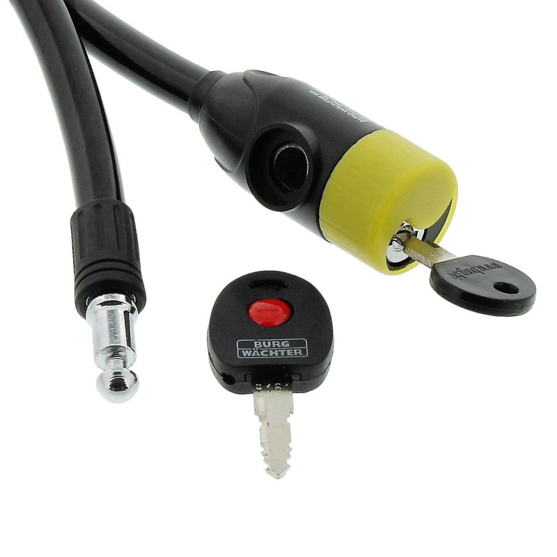 Burg-Wächter Cable Lock with Lighted Keys, Auto-Locking, Length: 65cm, 340