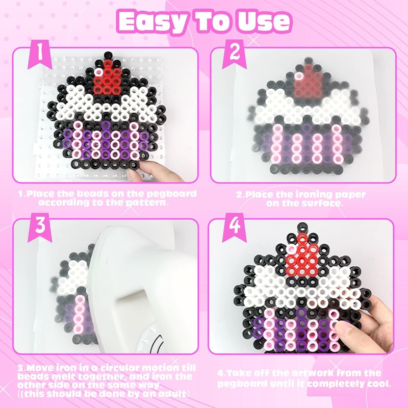 Fuse Beads Kit - 10mm Fuse Beads Set with Pegboards,