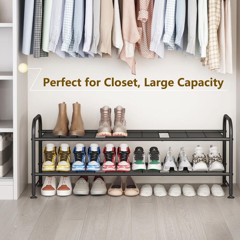 LINZINAR Shoe Rack 2 Tier Storage Organizer for Closet Entryway