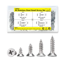600 pcs Wood Screws Assortment, M3 Countersunk Self Tapping Screws,Stainless Steel Small Screw, Suitable for Furniture, Woodworking, DIY Model Fixing(6mm,8mm,10mm,12mm)