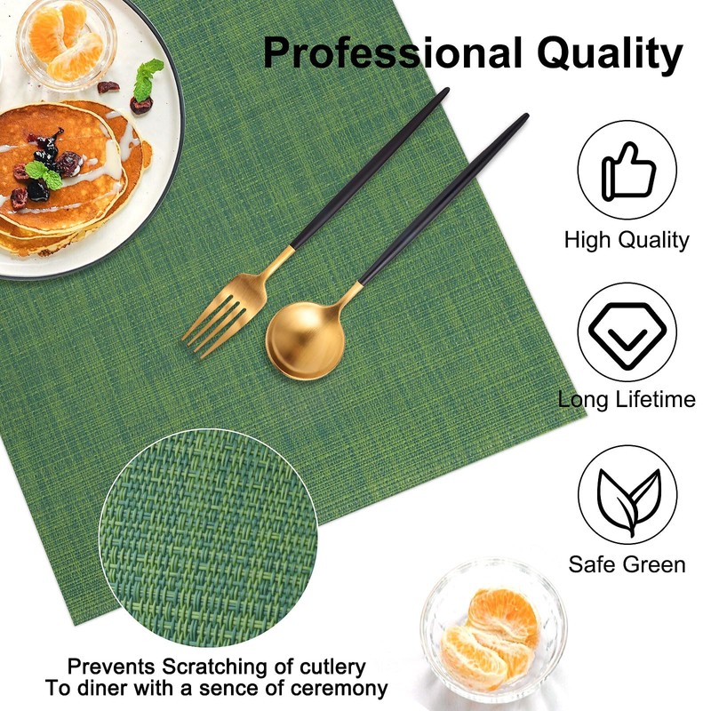 Vinyl Placemats Set of 8, PVC Woven Washable Non-Slip Table