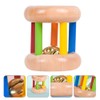 Toddmomy Baby Wooden Rattle Roll Rainbow Rattles Bells Cylinder Rolling