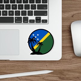 Solomon Islands Flag Sticker Travel Outdoors Decal Vinyl Small Waterproof for Water Bottle Mug Passport Book Scrapbook Notebook Laptop Tumbler Skateboard Computer Phone 4" Funny Gift ID44990