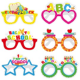 chiazllta 36 Pcs First Day Of School Glasses for Kids,Back to School Paper Glasses Favors for Kindergarten Preschooler Welcome Back Eyeglasses Supplies Decors