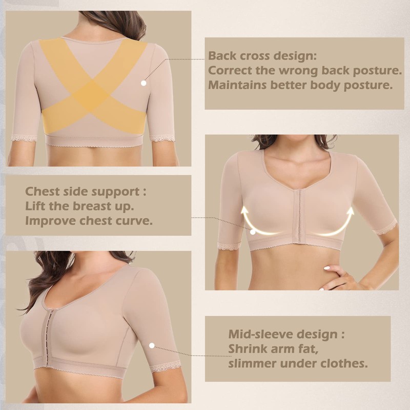 JOYSHAPER Upper Arm Shapers for Women Compression Sleeves Shapewear Crop
