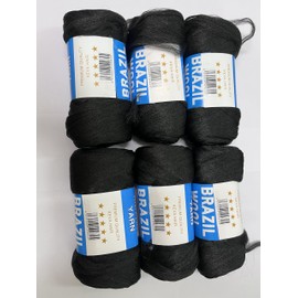 With Extra Gift - 6 x 80 g Brazilian Wool Hair Braids Black - All African Braids Styles - Twist Wraps
