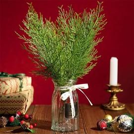 Artificial Pine Branches,Mini Leaves Decor Christmas Faux Greenery Stems,Small Artificial Tree Branches,Fake Leaves for Greenery Wreath Making Supplies Craft DIY Home Decor (40, Wispy)