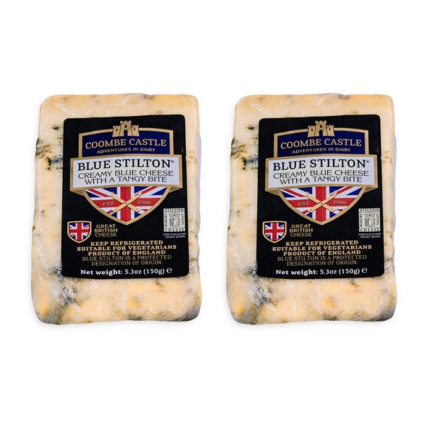 Food-United Blue Stilton Cheese Blue Cheese PDO 2 x 150 g Blue Cheese from Coombe-Castle Fits Port Wine Chutney Pears Fig Mustard Mushrooms and Walnuts