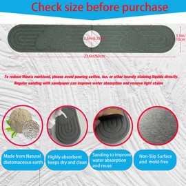 QualsValor stone faucet mat for kitchen sink,23.6''long sink water splash guard and stone drying tray by absorbing stone tray for sink,kitchen drying mat,dark grey