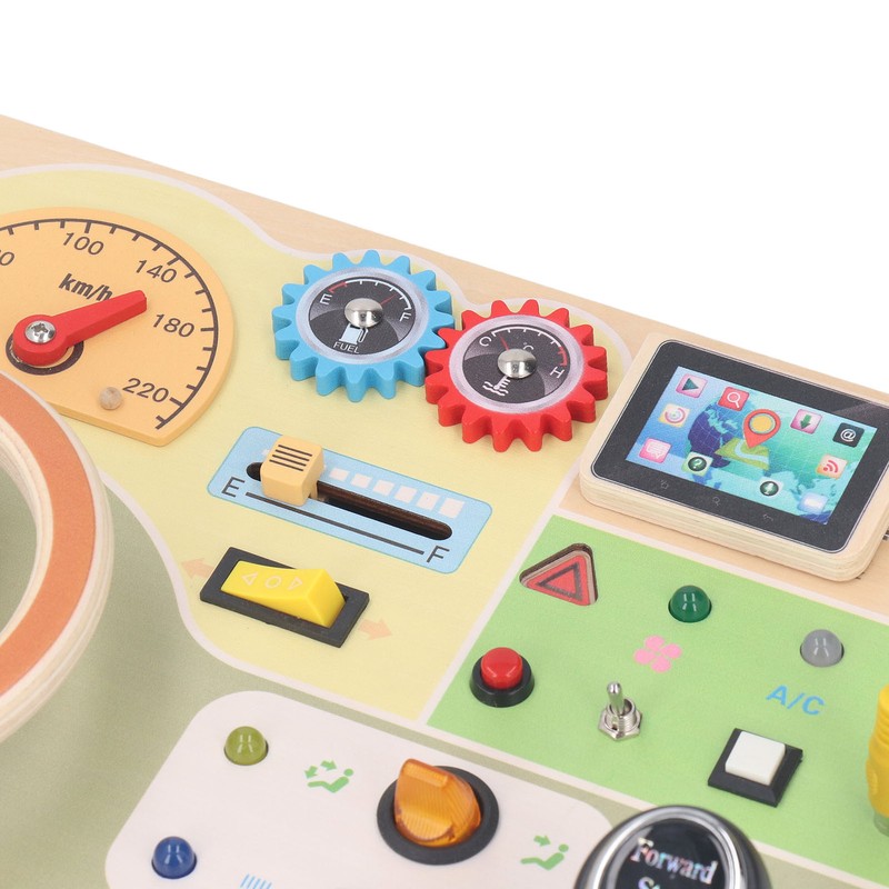 Wooden Steering Wheel Toy Early Educational Stimulation LED Wood Sensory