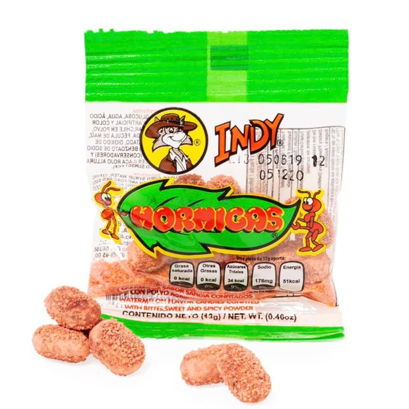 Indy Hormigas Watermelon Flavor Candies with Bittersweet and Spicy Powder