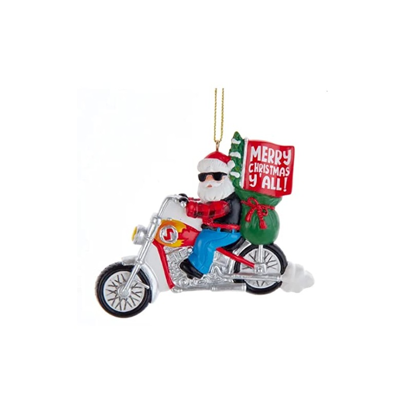 Santa On Motorcycle Ornament