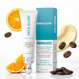 Crema De Cafeína Para El Contorno De Ojos, Antiojeras E Hinchazón, Con Vitamina C Y Ácido Hialurónico, Hidratante E Iluminadora, 15 Ml.               