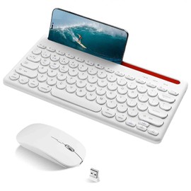 UrbanX Compact Rechargeable Wireless Multi-Device Bluetooth Keyboard and Mouse Combo with Bracket for Lenovo Tab P11 Pro Gen 2 Supports Windows, macOS, Android, PC, Mac, Laptop, Smartphone, Tablet