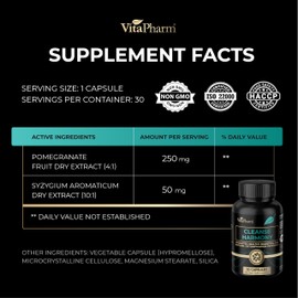 VitaPharm Cleanse Harmony – Supports Digestive Health & Detox Pathways, Plant-Based Formula with Pomegranate & Syzygium Aromaticum, Non-GMO, No Artificial Ingredients, 30 Capsules