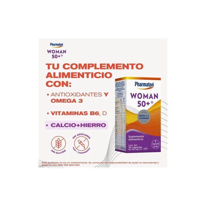 Pharmaton Woman 50+: Multivitamínico con Hierro y Omega 3 para
