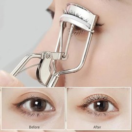 Silver Handheld Eyelash Curler Clip Portable Long Lasting Metal Silicone Strip Eye Cosmetic Big Tools Accessories Women Eyelash Curlers