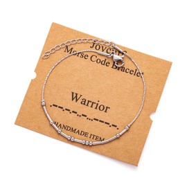 JoycuFF Morse Code Bracelets for Women Daughter Sister Friends Classmates Birthday Christmas Graduation Jewelry Gifts Stainless Steel Jewelry Gifts Silver Bracelet Warrior