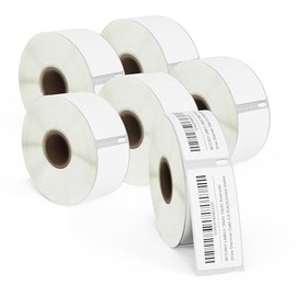 BETCKEY - Film Removable Label Replacement for DYMO 30336 (1" x 2-1/8"), Durable Waterproof Barcode Label - Compatible with Rollo, DYMO 450, 4XL & Zebra Printers[6 Rolls/3000 Labels]