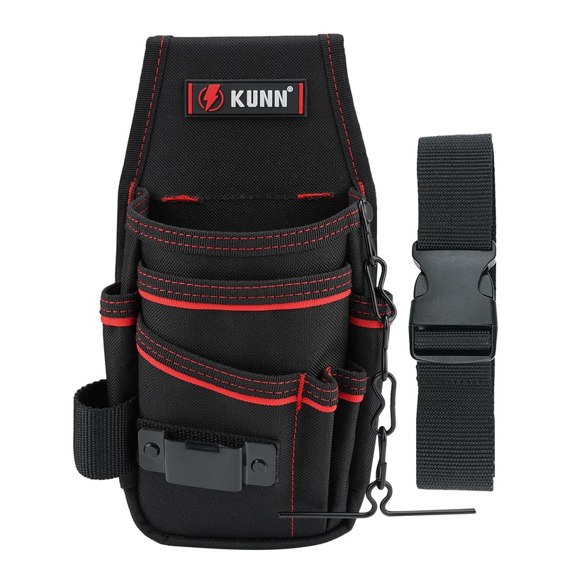 KUNN Electrician Tool Pouch with Belt Clip - 7-Pocket Lightweight