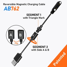 Audiovance 2PCS Reversible Magnetic Charging Cable AB762, Black