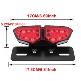 Anki HappiGo Motorcycle Tail Light, Motorcycle Integrated Brake Tail&Turn Signal Light with License Plate Bracket for Harley, Honda, Yamaha, Suzuki, Kawasaki, Motorbikes, ATVs（Red）
