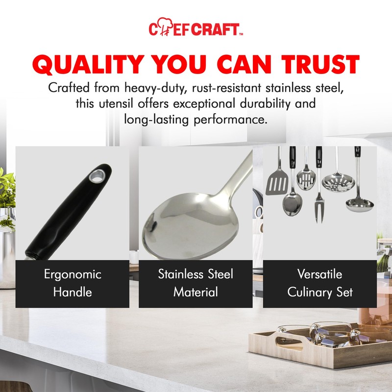 Chef Craft Select Heavy Duty Basting Spoon, 12 inch, Stainless