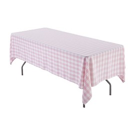Zhen Linen 60 x 120 inch Rectangular Polyester Tablecloth (Pink and White Check)