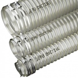 50mm Diameter Flexible Polyurethane Ducting Dust & Fume Extraction, Woodworking + Hose Clips - 2 Metre