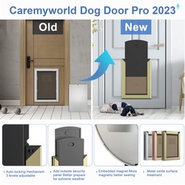 Caremyworld Large Dog Doors for Large Dogs with Double Magnetic Flaps, Rugged Aluminum Frame Heavy-Duty Doggie Doors for Medium Pets up to 40lbs Easy Installation(Antique Brass,Medium)