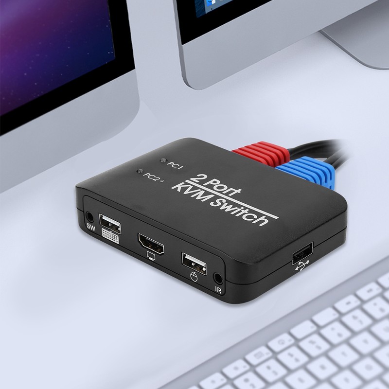 2‑Port KVM Switch USB 2.0 HDMI Umschalter for Windows/IOS/OS X/Linux/Netware/Unix/Android