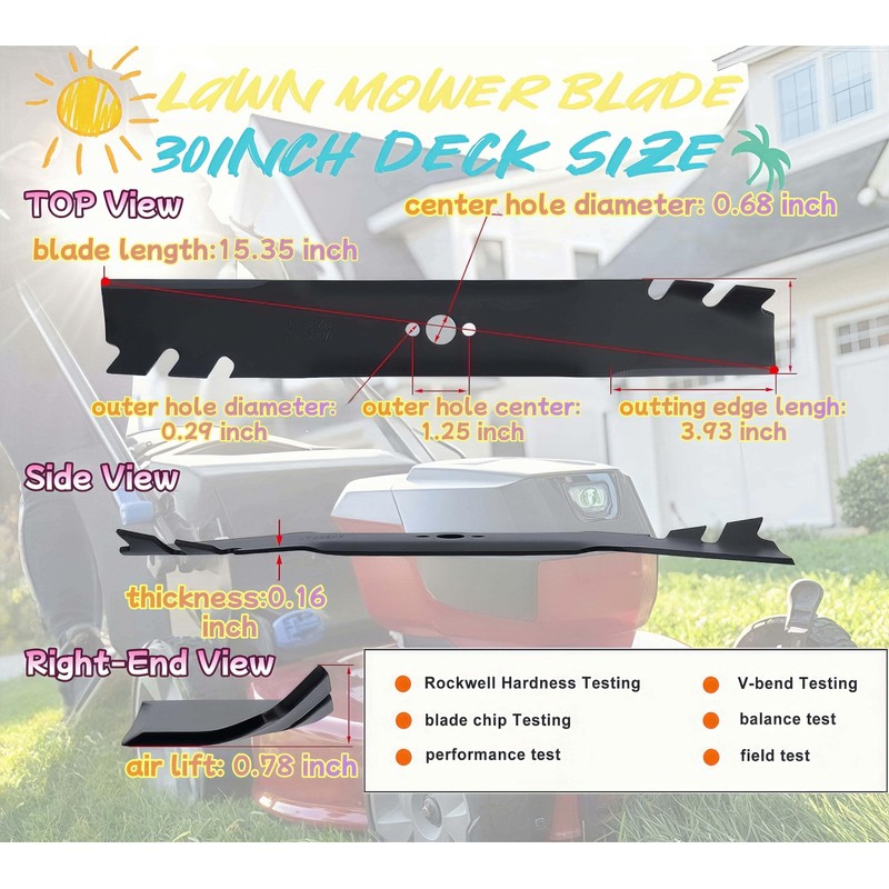 YFZS 120-9500-03 Timemaster Mulching Blades for Toro 30" Deck Lawn