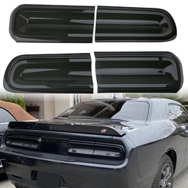Smoked Tail Light Covers for Dodge Challenger 2015-2024, Smoke Black 4Pcs | Rear Light Guards Exterior Accessories, Taillight Cover Trim Kit, Rear Lamp Guard Frame for Dodge Challenger
