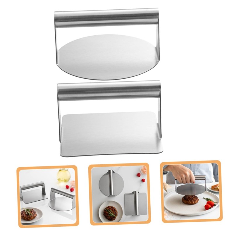 KONTONTY 2Pcs Stainless Steel Burger Press Patty Maker Tool for