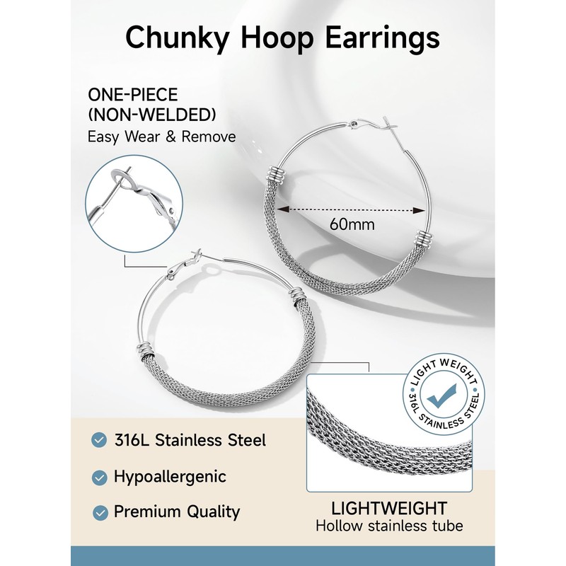 Silver Earrings for Women Silver Jewellery Chunky Silver Hoop Earrings