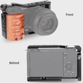 Leftfoto Upgrade Metal Cage With Wood Handle For Sony α ZV-E10 Video Shooting Accessories Cold Shoe Mic/Light Extension Video Cage Filming Vlog Camera Kit