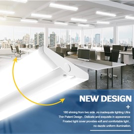 ANTLUX Ultra Slim 4FT LED Wraparound Light, 50W 4 Foot Shop Lights for Garage, No Glare, 5600LM, 6000K, Compact Flush Mount Ceiling Fixtures for Kitchen Workshop, Fluorescent Tube Replacement, 6 Pack