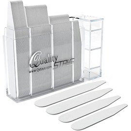 Quality Stays 100 soportes de cuello de plástico para camisas de vestir para hombres, inserciones de cuello de camisa de plástico para hombres, Blanco, 2.2'