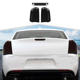 Tail Light Lamp Cover Guard and 3rd Third Brake Light Cover Blackout Kit 3Pcs Compatible with Chrysler 300 300C,Smoked Black 2015+