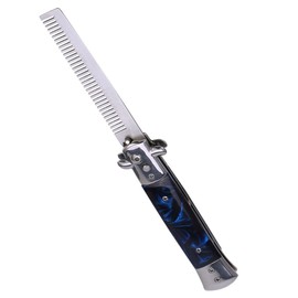 Men's Foldable Pocket Comb, Switchblade, Spring Folding Mechanism, Press Stud Bag, Foldable, Automatic, Stainless Steel, Retro Hair Comb