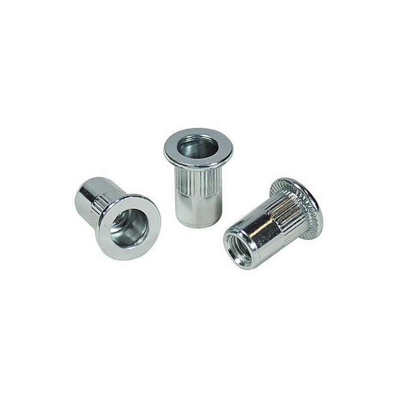 Lobtex Knurling Nut (Flat Head, Steel) Eco Pack, Plate Thickness: