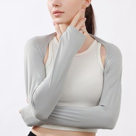 Mirhua Summer Arm Cover, Shrug (Ice Silk, Cold Sensation, Wide Range Protection from Wrist to Shoulder), UPF50+, UV Protection, Cooling, Sweat Absorbent, Quick Drying, Stretchy, Finger Holes, Outdoors