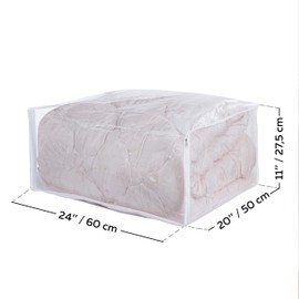 NUYKOUY Clear Vinyl Storage Bags with Zipper 24x20x11 Inch, Clothes Bag Organizer, Space Saver PVC Comforter Clear Storage Bags for Blanket, King Size Pillows Storage,Linen Storage (3 Pack)