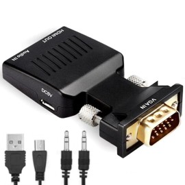 JacobsParts VGA to HDMI Adapter with Audio PC to TV Monitor Projector Active Converter 1080P