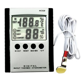 iKKEGOL Digital Indoor Outdoor in/Out Wall Mount Monitor Sensor LCD Temperature Thermometer Hygrometer Humidity Meter with Probe Cable